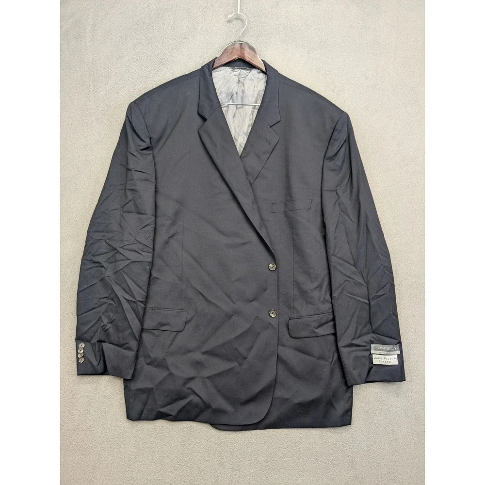 New Jack Victor Blazer 60L Super 110s Solid Navy Blue Estrato Fabric Single Vent